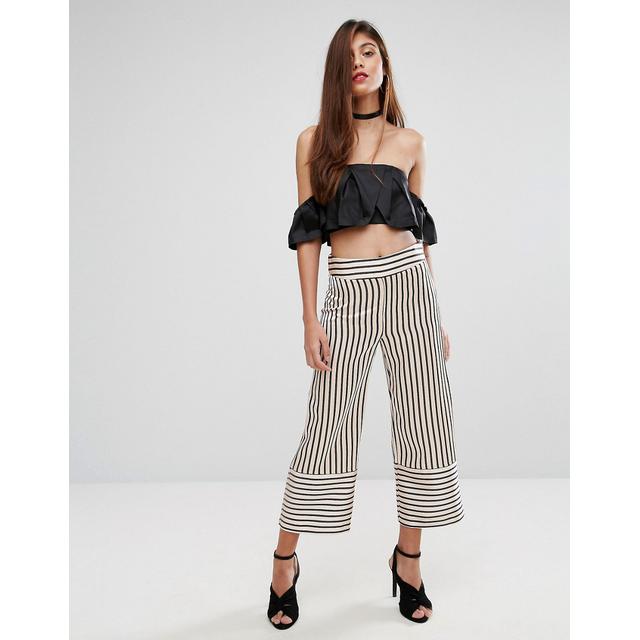 River Island Striped Wide Leg Cropped 
