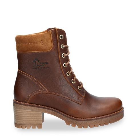 Botas De Piel Cognac Con Tacón Cómodo Y Forro De Piel