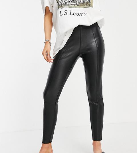 Topshop Petite Faux Leather Leggings In Black