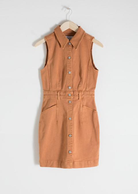 sleeveless denim mini dress