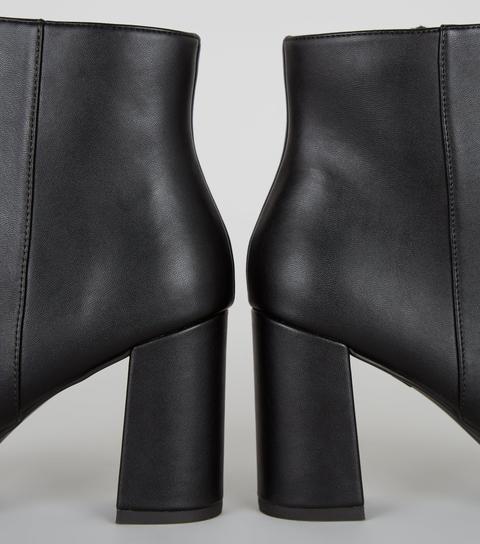 Black Contrast Toe Block Heel Ankle Boots New Look