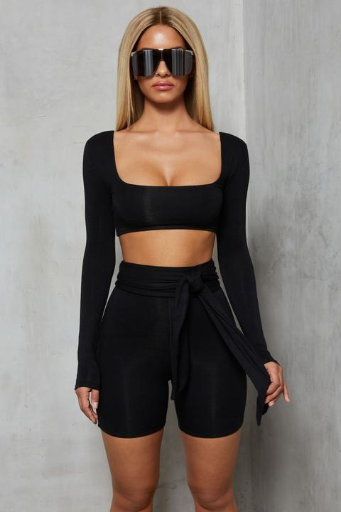 Shorty On The Side Cycle Short Two Piece In Black