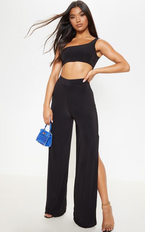 Darsee Black Side Split Slinky Trousers 