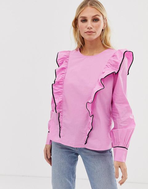 Vero Moda Ruffle Front Blouse-pink