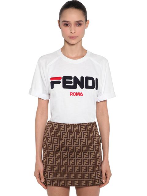 T-shirt "fendi Mania" In Jersey Di Cotone