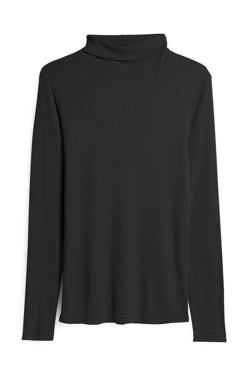 Black Roll Neck Top