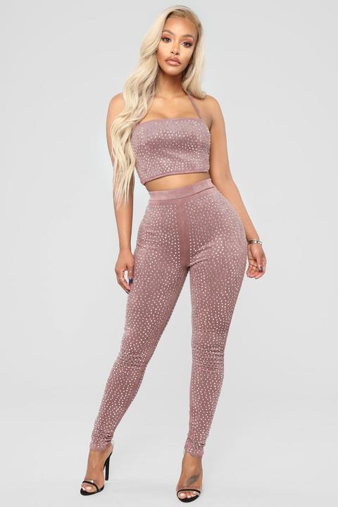 Pink Dreams Faux Suede Set - Mauve