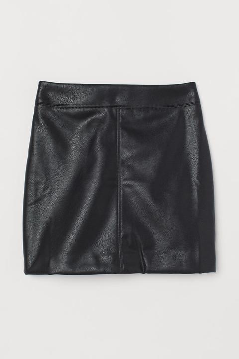 Imitation Leather Skirt - Black