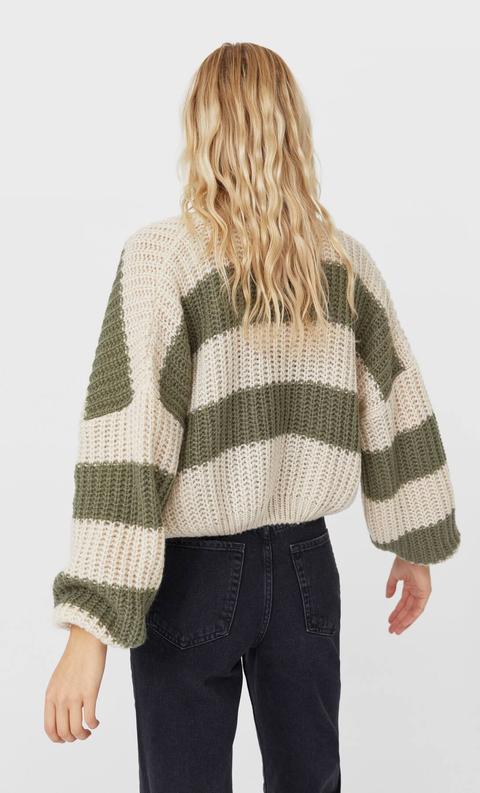 Cropped Striped Cardigan from Stradivarius on 21 Buttons