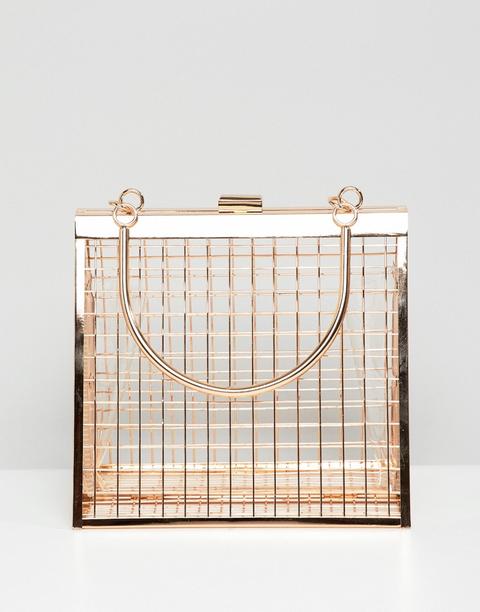 Asos Design Triangle Cage Clutch Bag - Gold