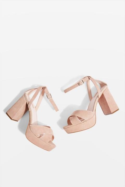 Womens **wide Fit Leah Platform Heels - Nude, Nude