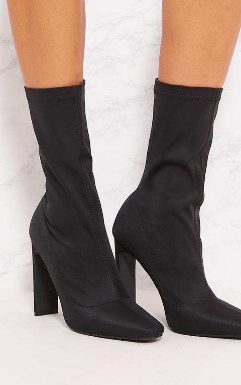 Black Lyrca Heeled Sock Boot