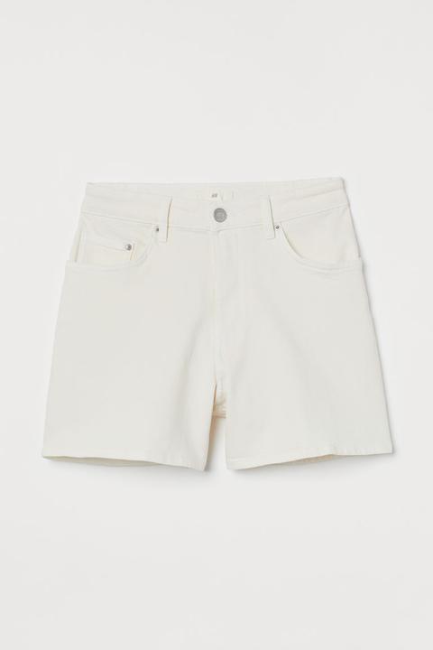 High Waist Denim Shorts - White