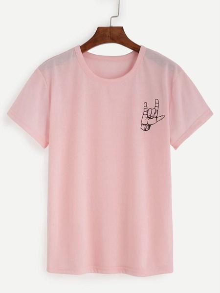 Camiseta Con Estampado Gesto - Rosa