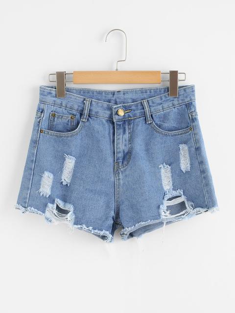 Shorts In Denim Con Orlo Grezzo