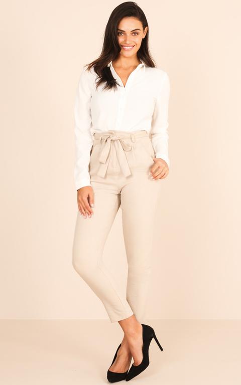 Influence Pants In Beige Linen Look