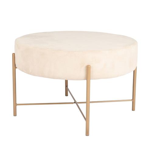 Tabouret En Velours Beige Et Métal Noir Et Doré