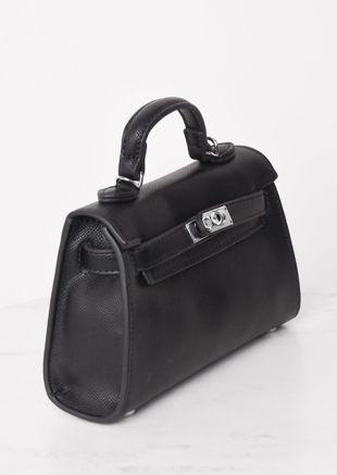 Faux Leather Mini Tote Bag Black