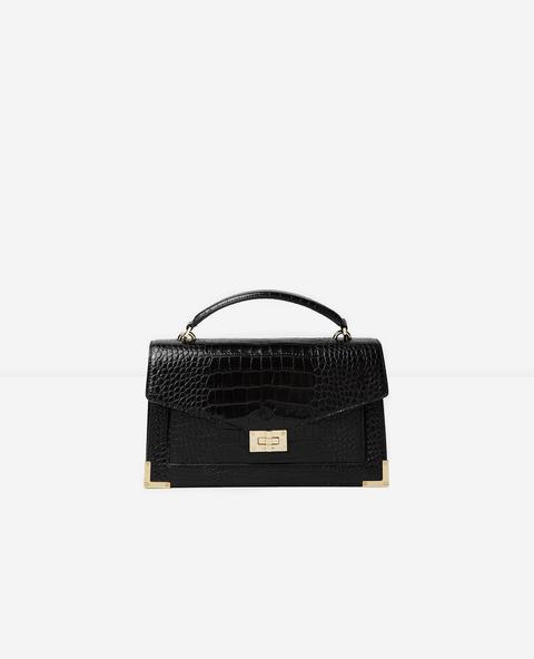 Medium Emily Bag In Black Mock Croc