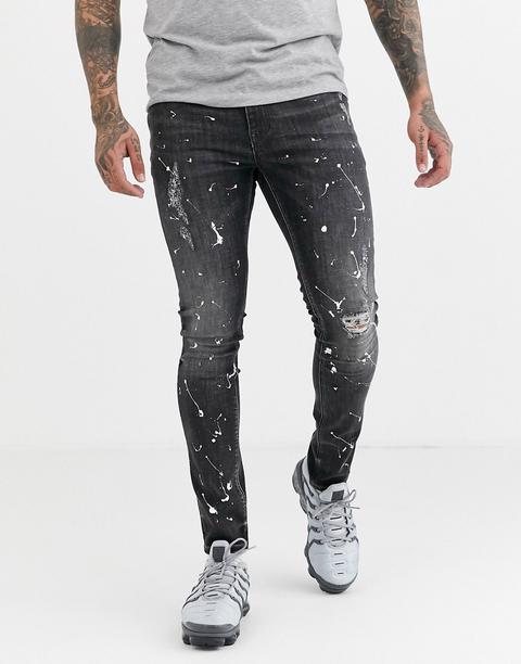 black splatter jeans