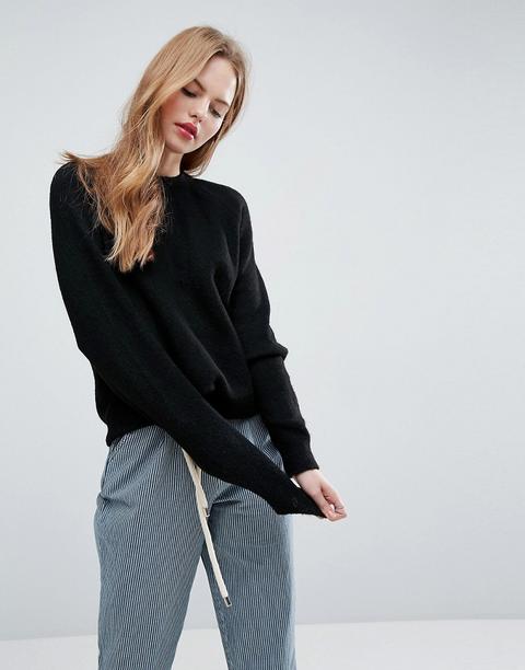 Asos Jumper In Oversized With Crew Neck - Black