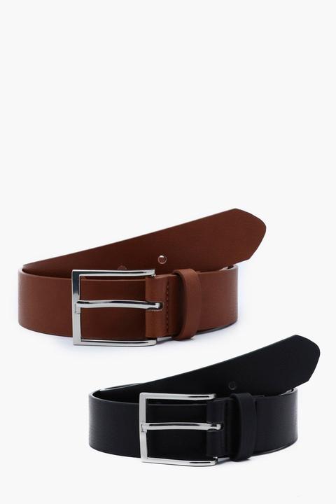 Mens Multi 2 Pack Faux Leather Belt, Multi