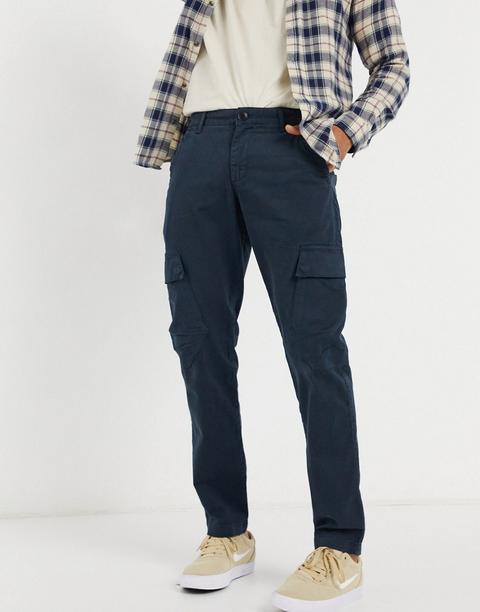 Knowledge Cotton Apparel Organic Cotton Blend Cargo Pant In Navy