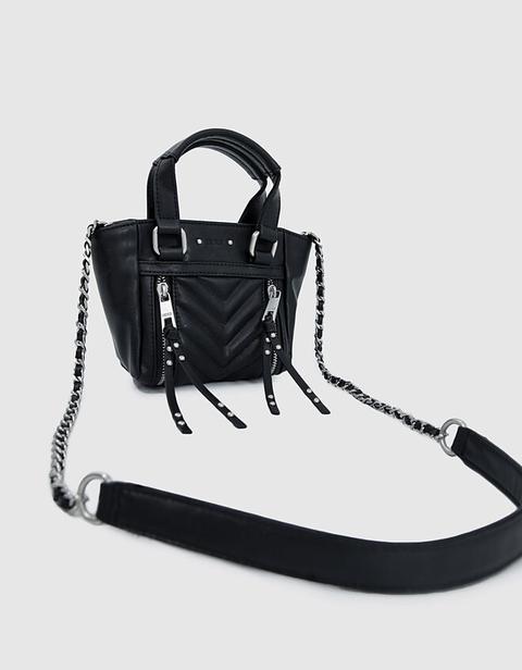 Sac Noir Le 1440 Nano Leather Story En Matière Alternative Au Cuir Matelassage Chevrons Femme