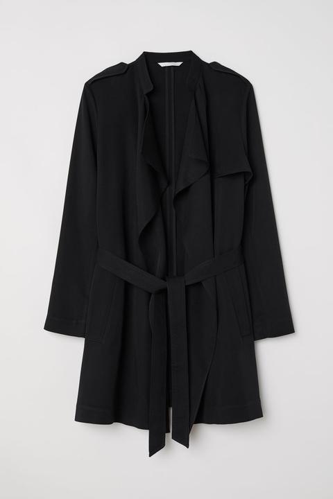 Gabardina Corta De Lyocell - Negro