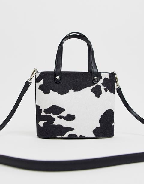 Bolso Bombonera Con Estampado De Vaca De Asos Design-multicolor