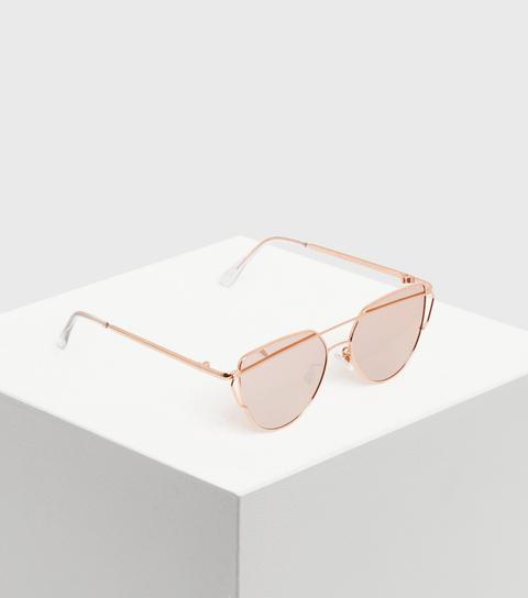 Girls Rose Gold Mirrored Pilot Sunglasses New Look