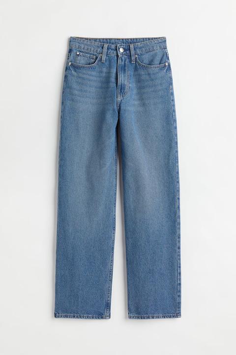 Loose Straight High Jeans - Azul