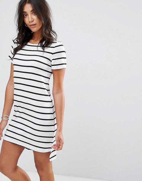 Glamorous - Vestito T-shirt A Righe - Bianco