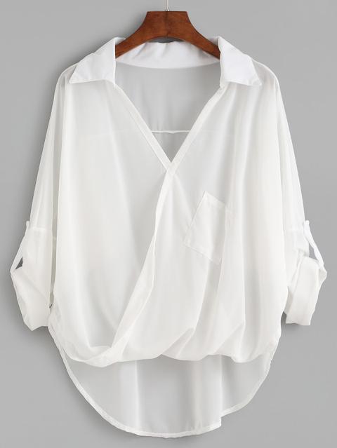 Blusa Cruzada Asimétrica - Blanco