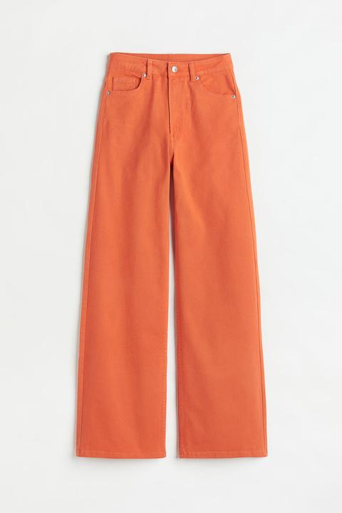 Pantalón Amplio De Sarga - Naranja