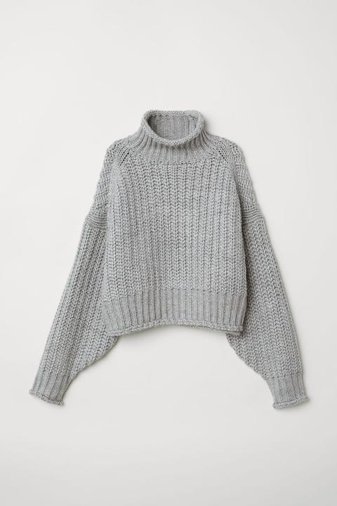 Jersey De Canalé Cuello Alto - Gris