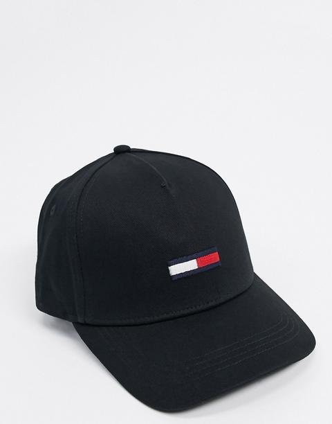 Gorra En Negro Con Icono De Bandera De Tommy Jeans