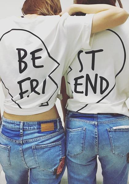 White Printed Bestfriend T-shirts