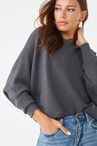 Forever 21 Ribbed Dolman Sweater , Charcoal