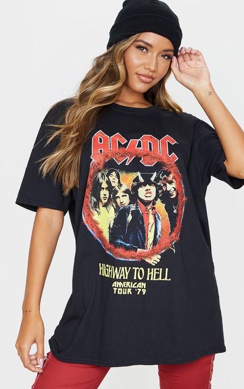 Black Acdc Tour Dates Oversized T Shirt