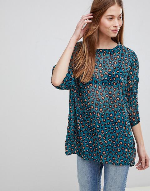 Top Holgado Con Estampado De Leopardo De Glamorous-verde