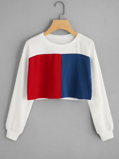 Sudadera Corta Con Panel Y Costura