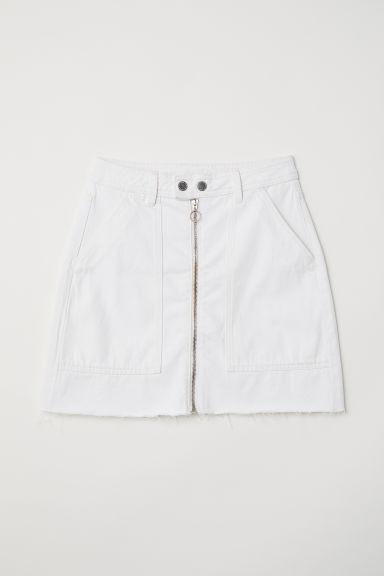 H & M - Gonna Svasata In Denim - Bianco