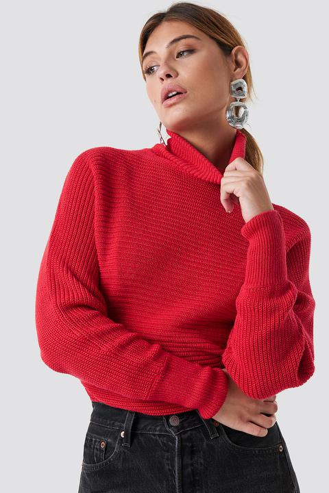 Na-kd Folded Knitted Sweater - Red