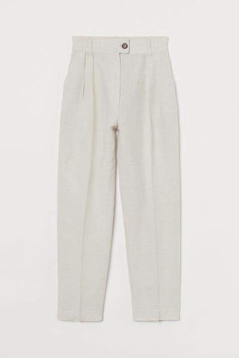 Linen-blend Trousers - Beige