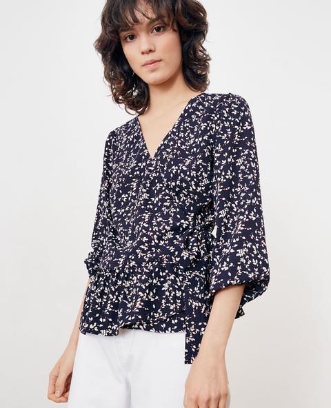 Printed Wrap Blouse