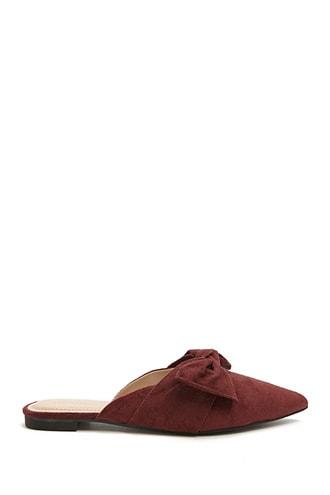 Forever 21 Faux Suede Mules , Burgundy
