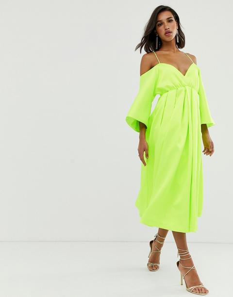 Vestido De Corte Trapecio Con Diseño Estructurado Y Detalle De Tiras De Asos Edition-verde