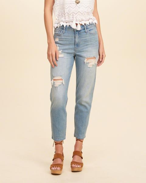 Jeans Girlfriend De Tiro Alto Hollister