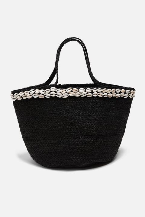 Bolso Cesto Yute Conchas